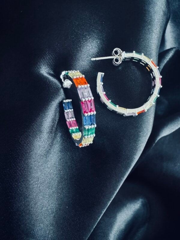 Semi Argollas Circones Baguette Multicolor