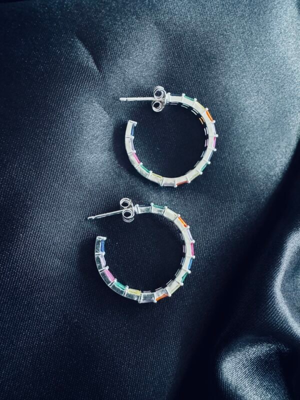 Semi Argollas Circones Baguette Multicolor