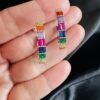 Semi Argollas Circones Baguette Multicolor