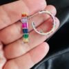 Semi Argollas Circones Baguette Multicolor