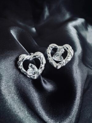 Aros Corazón Chunky con Circón