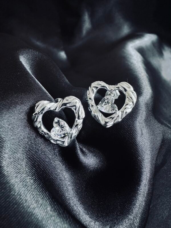 Aros Corazón Chunky con Circón