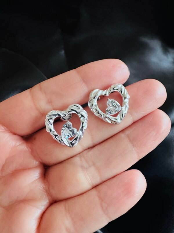 Aros Corazón Chunky con Circón