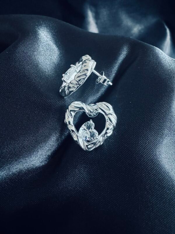 Aros Corazón Chunky con Circón