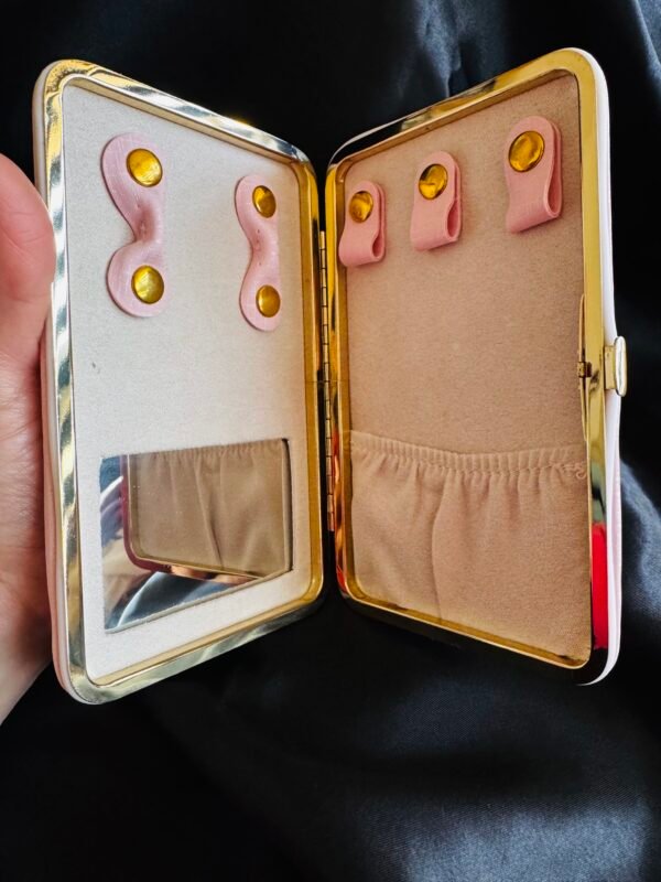 Joyero de Cartera con Espejo Rosa