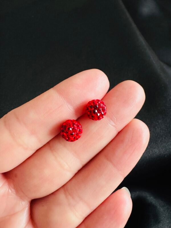 Aros Esfera Strass Roja