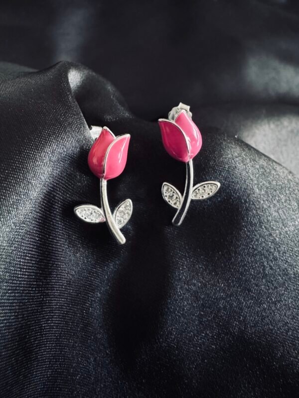 Aros Tulipán Esmaltado Fucsia