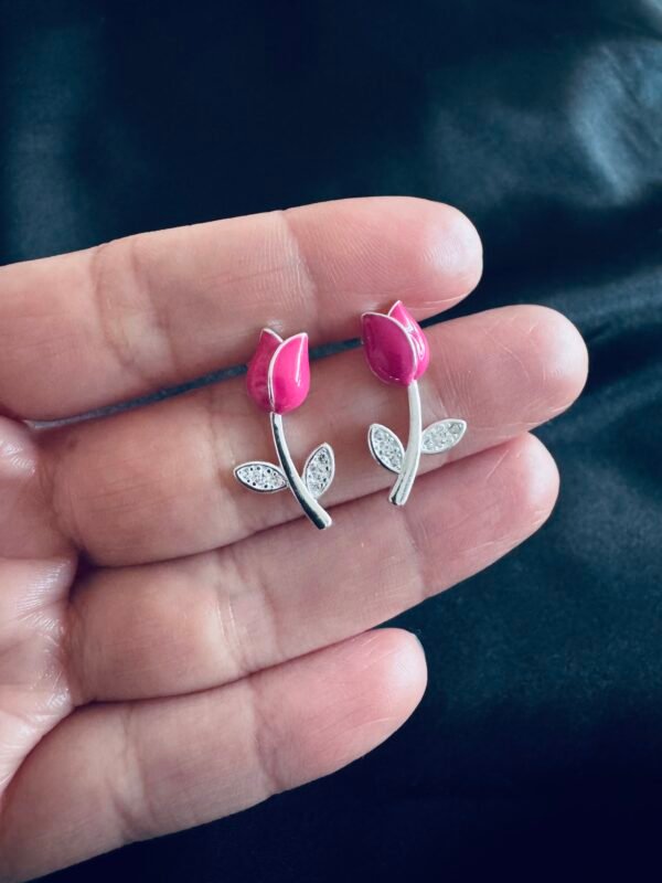 Aros Tulipán Esmaltado Fucsia