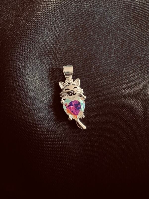 Colgante Gato con Circón de Corazón