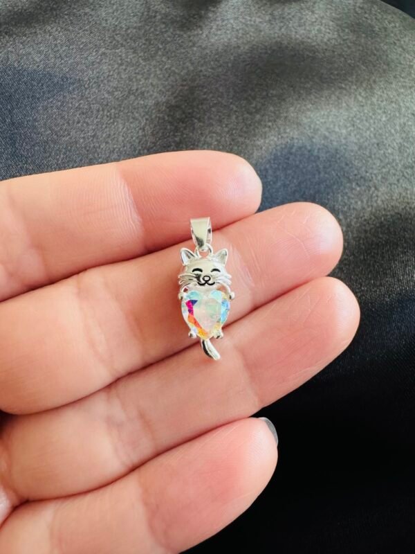 Colgante Gato con Circón de Corazón