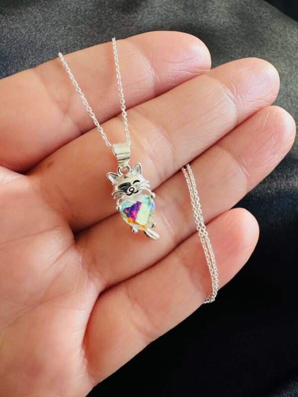 Colgante Gato con Circón de Corazón