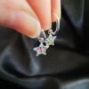 Argollas con Estrellas y Cristales multicolor