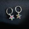 Argollas con Estrellas y Cristales multicolor