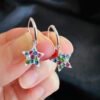 Argollas con Estrellas y Cristales multicolor