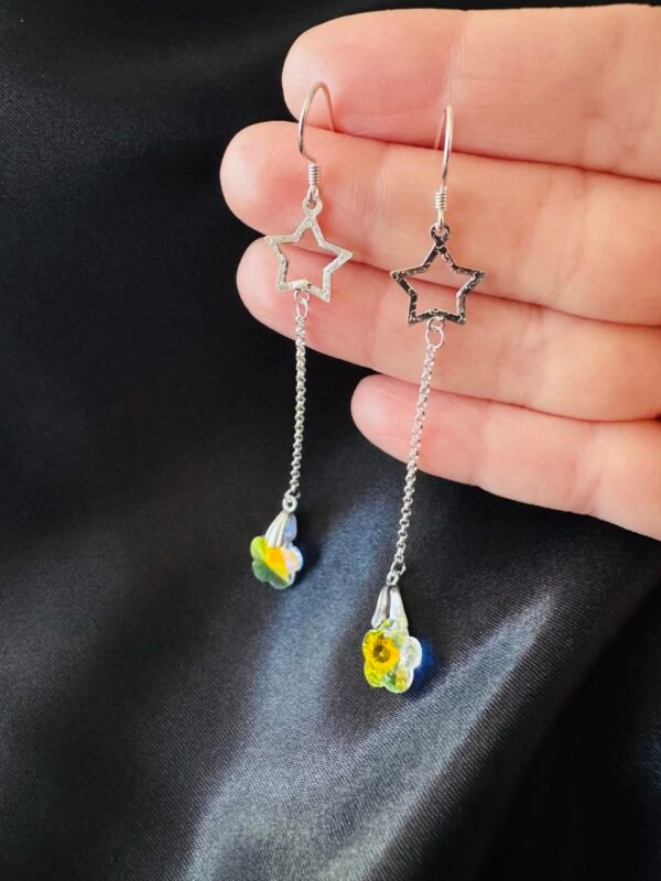 Aros Estrella y Flor de Cristal Tornasol