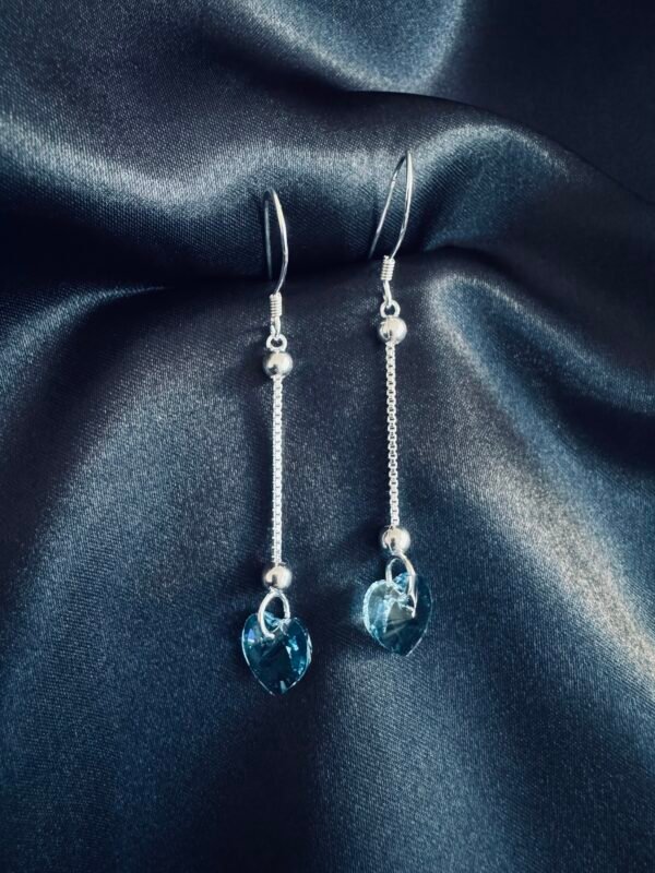 Aros Corazón de Cristal Celeste