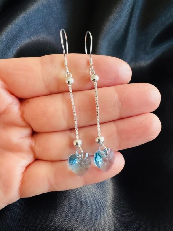 Aros Corazón de Cristal Celeste