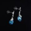 Aros Hojas con Circones y Gota de Cristal Azul