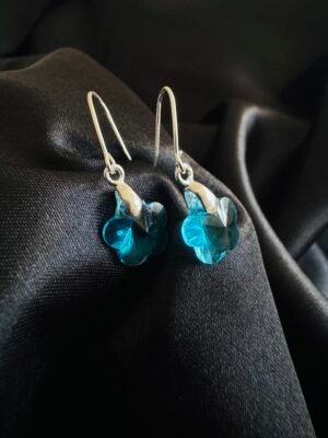 Aros Flor de Cristal Celeste