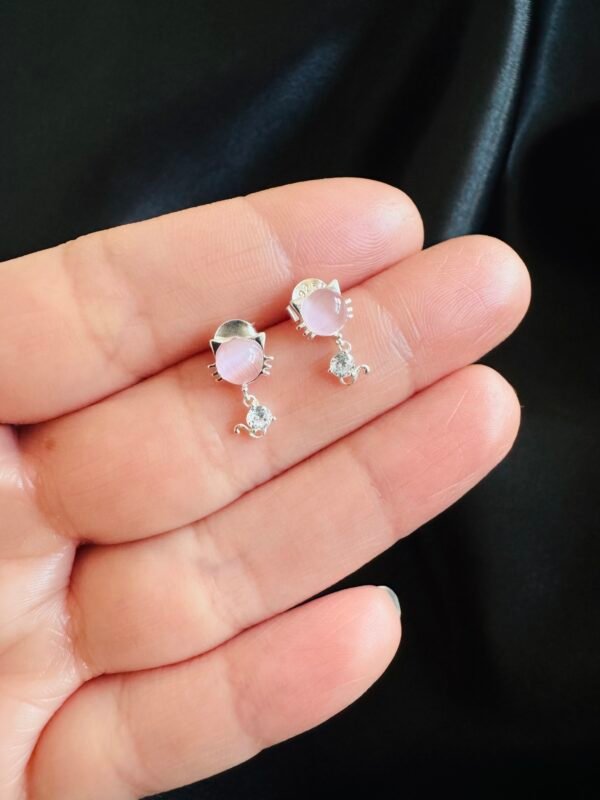 Aros Gatito de Cristal Rosa