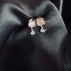 Aros Gatito de Cristal Rosa