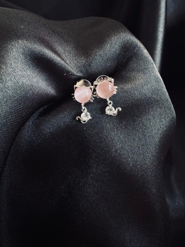 Aros Gatito de Cristal Rosa