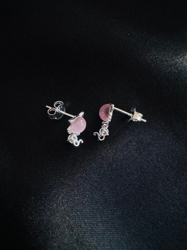 Aros Gatito de Cristal Rosa