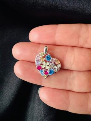 Colgante Corazón con Flores y Circones de color