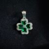 Colgante Trébol con Circones Esmeralda