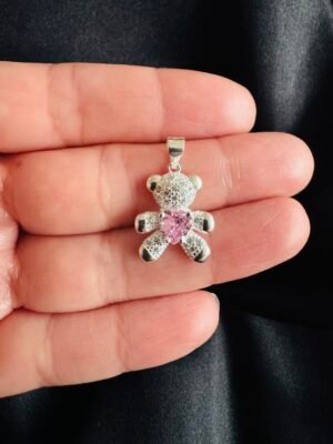 Colgante Osito Circón Rosa