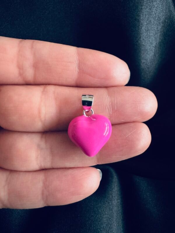 Colgante Corazón Chunky Esmaltado Rosa Barbie