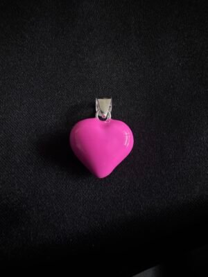 Colgante Corazón Chunky Esmaltado Rosa Barbie