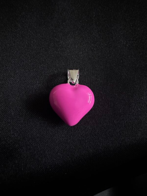 Colgante Corazón Chunky Esmaltado Rosa Barbie