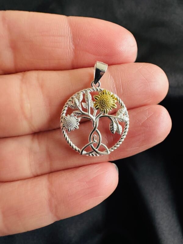 Colgante Árbol de la Vida con Girasol y Triqueta