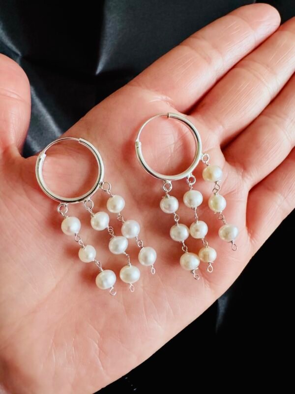 Argollas con Cascada de Perlas