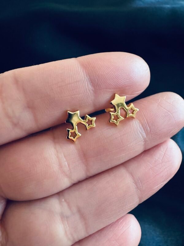 Aros Trío de Estrellas con Baño de Oro