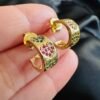 Semi Argollas 12 mm Enchapadas en Oro Corazones con Circones