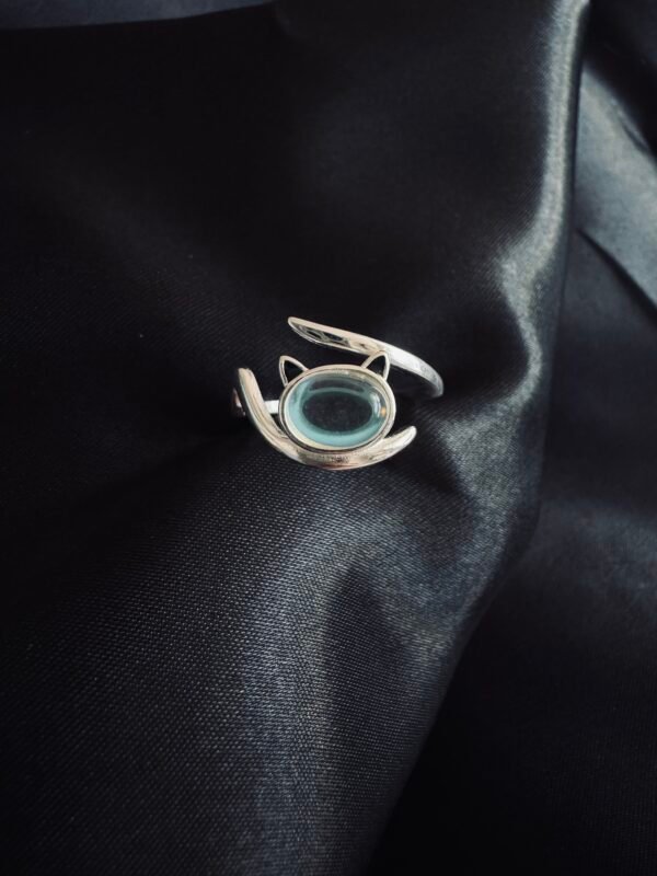 Anillo Adaptable Gatito con Piedra Luna