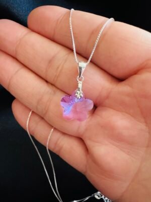 Collar Flor de Cristal Morado