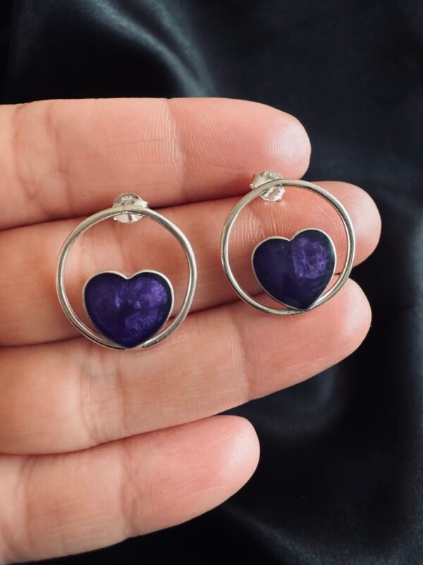 Aros Corazón Metalizado Morado 💜