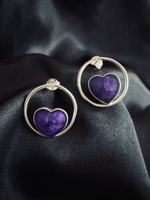 IMG_3163 Aros Corazón Metalizado Morado 💜