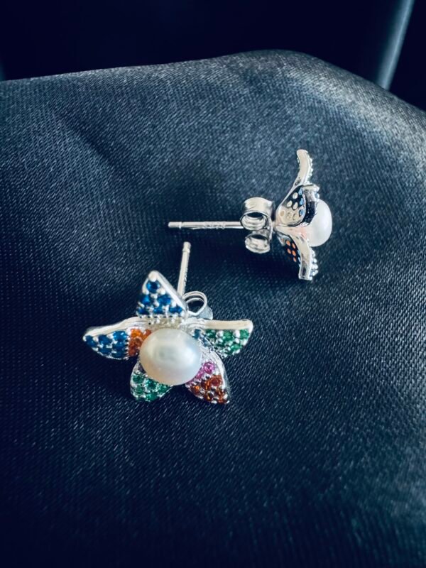 Aros Flor de Colores y Perla