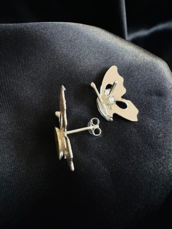 Aros Mariposa Martillada Metalizada Amarilla