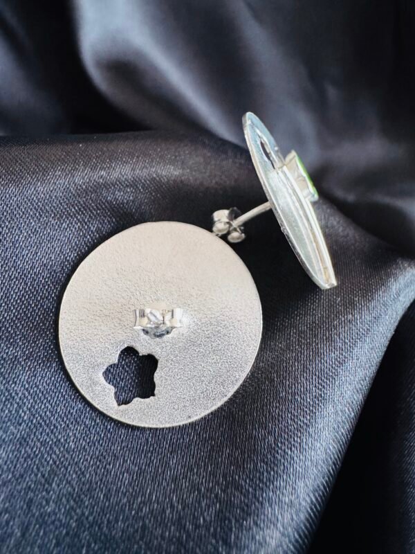 Aros Flor Verde Metalizada