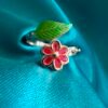 Anillo Midi Flor Hojita Esmaltada