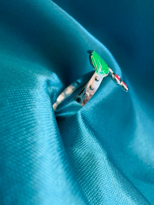 Anillo Midi Flor Hojita Esmaltada