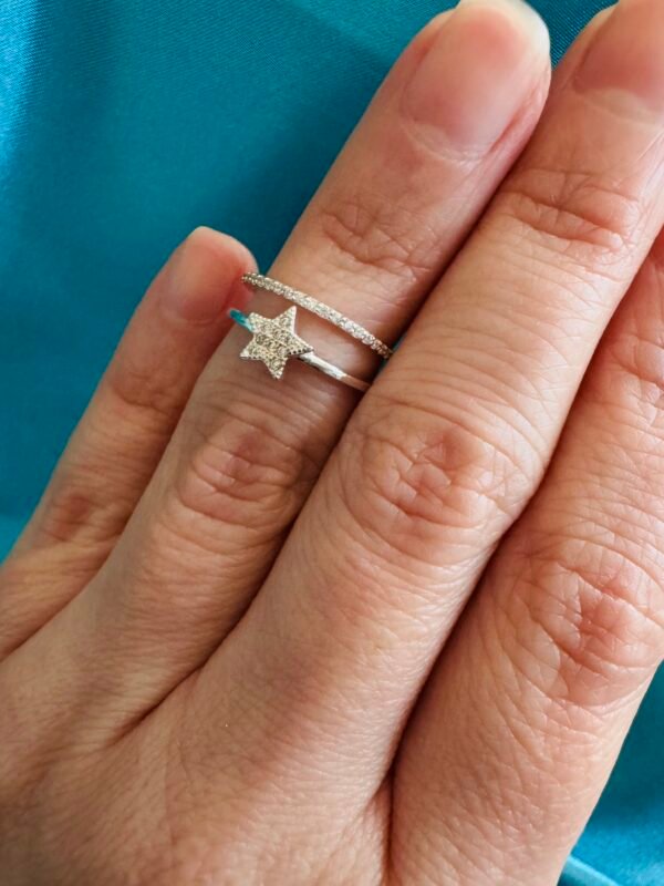 Anillo Midi Doble Estrella con Circones 🌟
