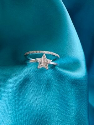 Anillo Midi Doble Estrella con Circones 🌟