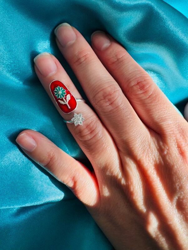 Anillo Midi Flor Esmaltado