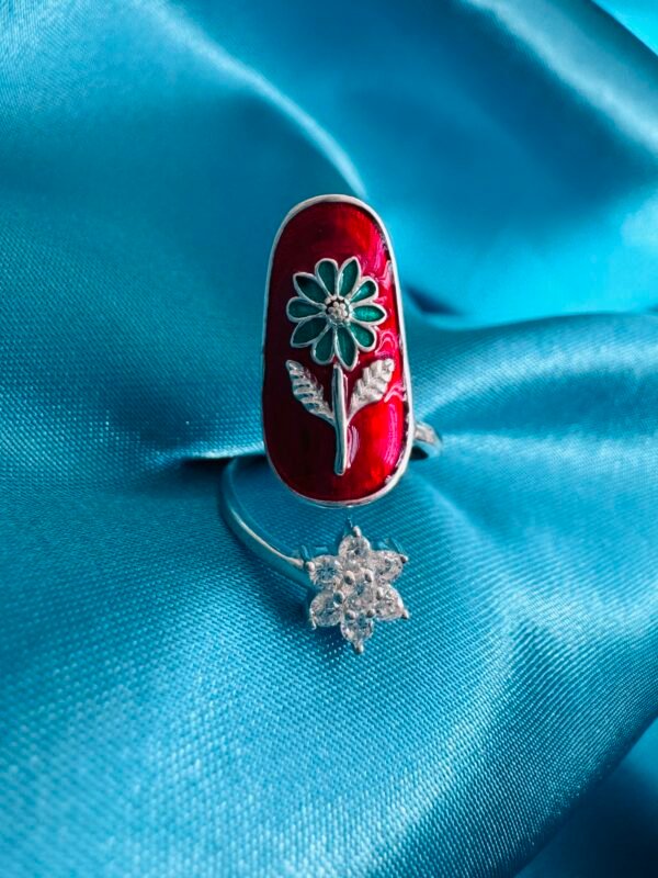 Anillo Midi Flor Esmaltado